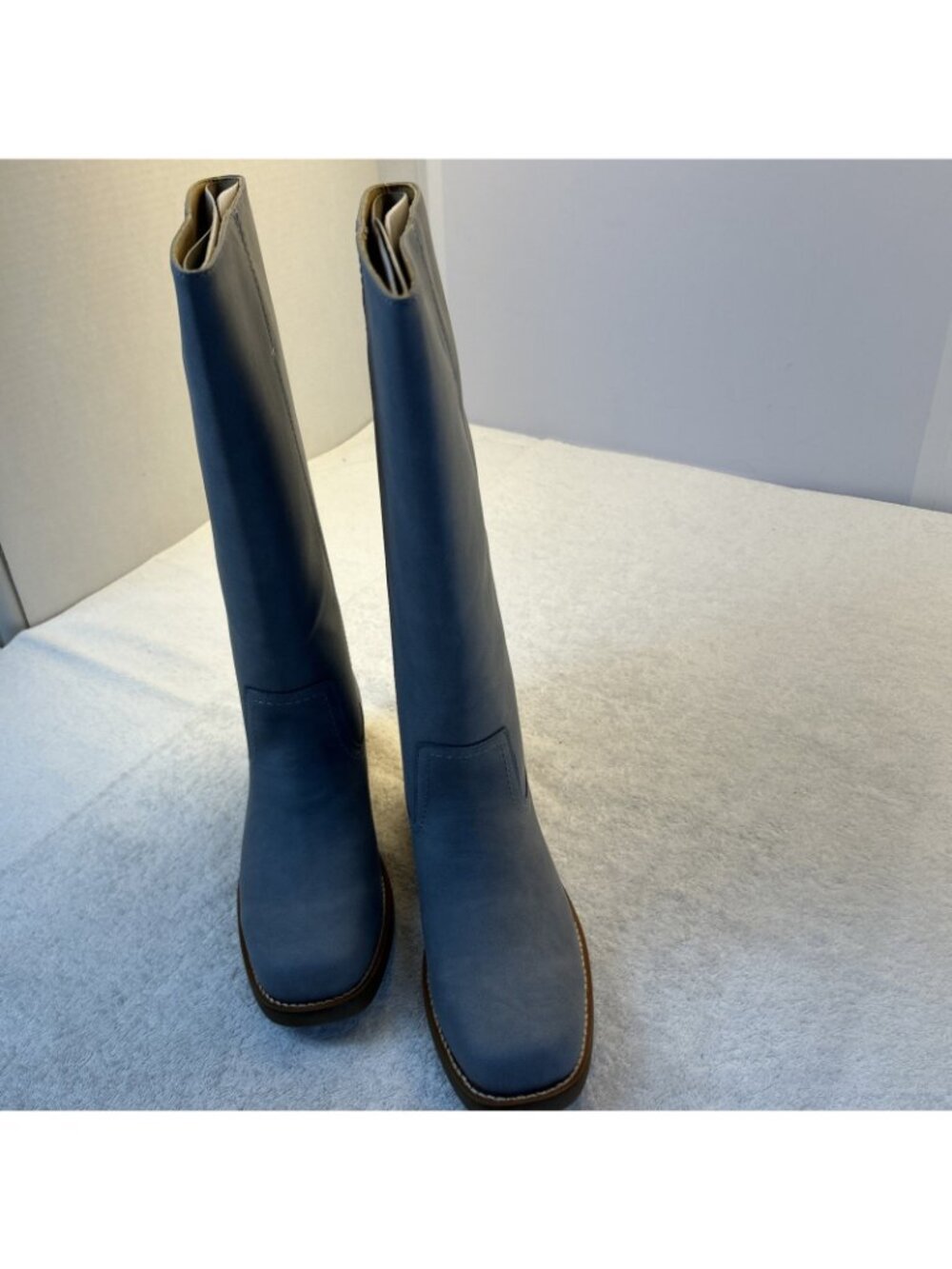 Frye Miranda 14 Riding Boots Knee High Western Dusty Blue Vegan Women Sz 9.5 NEW - Picture 2 of 13